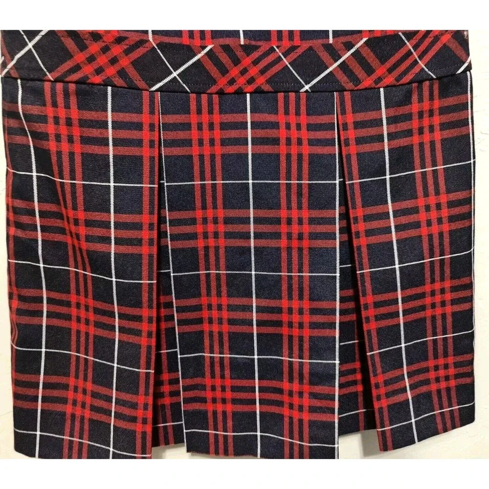 PARKER UNIFORM Girls Sz 10 Red & Blue Plaid‎ Pleated Jumper Dress Private School